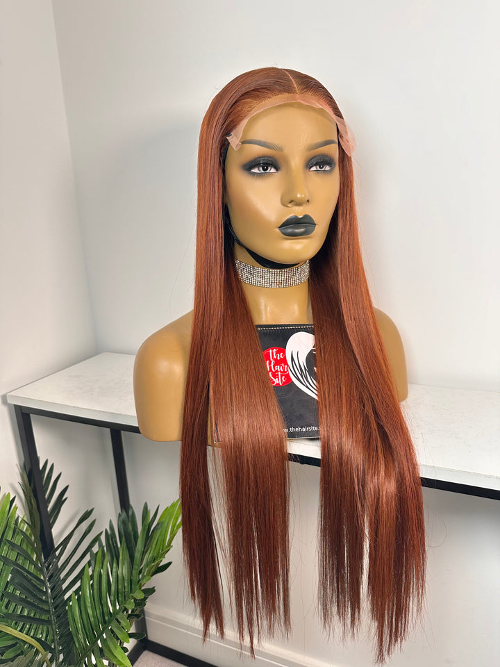 CHERIE 6 X 6 STRAIGHT GINGER  GLUELESS WIG