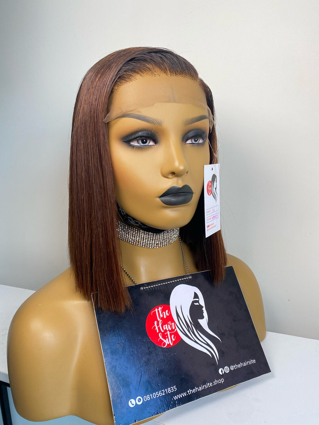 6 x 6  brown bob wig