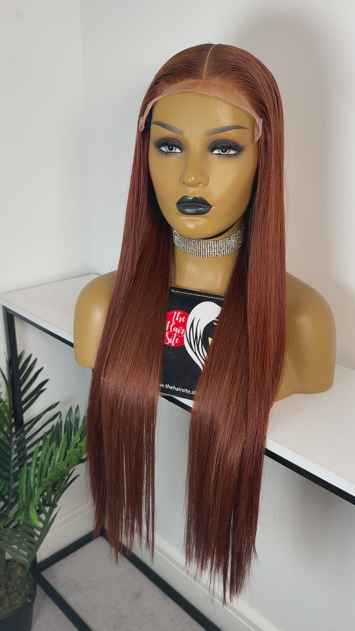 CHERIE 6 X 6 STRAIGHT GINGER  GLUELESS WIG